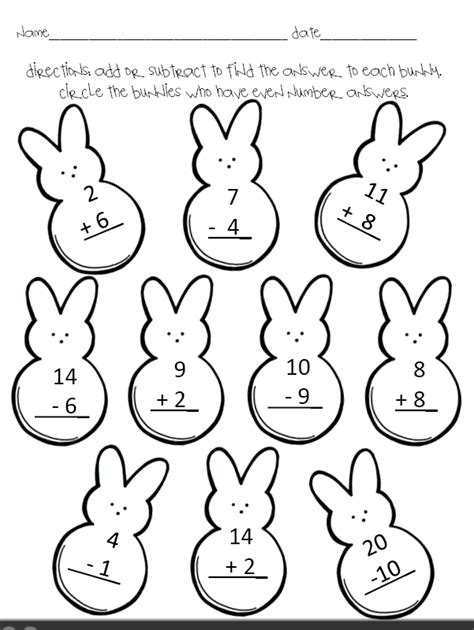 easter bunny math worksheet